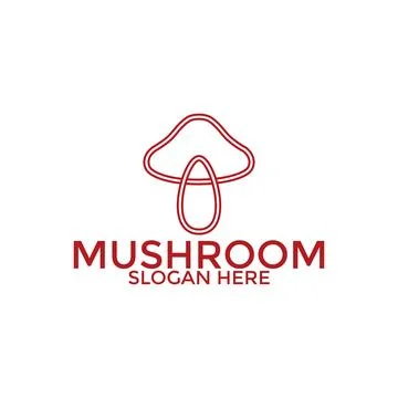 Mushroom logo vector, Creative Line Art Mushroom logo icon design template Stock Illustration