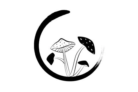 Mushroom logo vector design template. Food consumption mushrooms silhouette Illustrazione stock