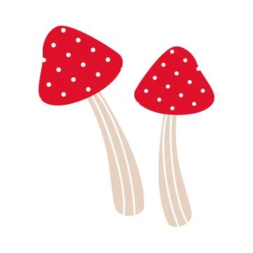 Mushroom or Toadstool with Red Cap and Stem as Forest Flora Vector Illustration 스톡 일러스트