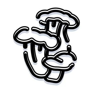 Mushroom outlines with 3d shadow effect design Stock Illustration