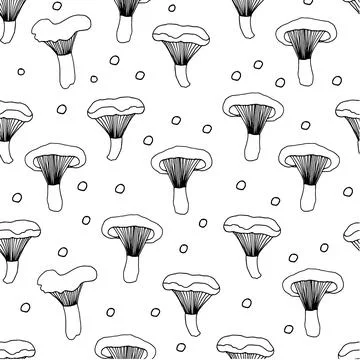 Mushroom pattern background vector, mushroom soup. Stock Illustration