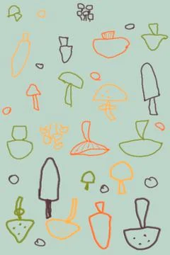 Mushroom pattern design. Autumn simple style wallpaper. Wild forest pattern i Illustrazione stock