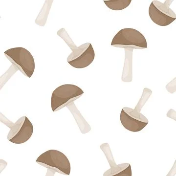 Mushroom Pattern Vector Illustration. Mushroom Seamless Pattern, King Trumpet Stock Illustration
