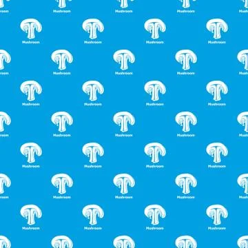 Mushroom pattern vector seamless blue Stock Illustration