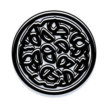 Mushroom pizza flat vector food icon design Ilustración de archivo