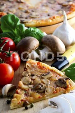 Mushroom pizza Stock Photos