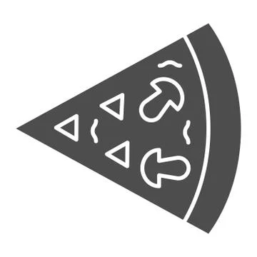 Mushroom pizza slice solid icon. Piece of bun, food portion with mushrooms Stock Illustration
