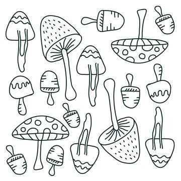 Mushroom plant icon set vector design Illustrazione stock