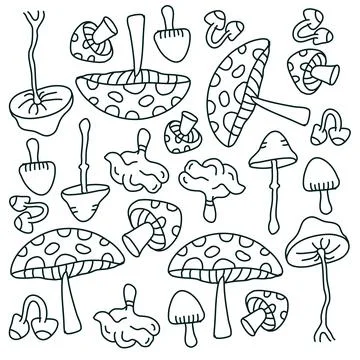 Mushroom plant icon set vector design Stock Illustration