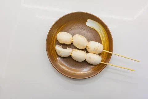 Mushroom on the plate, Chinese snack Stock Photos