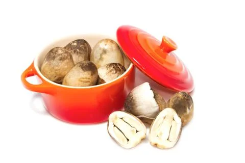 Mushroom in the pot Stock Photos