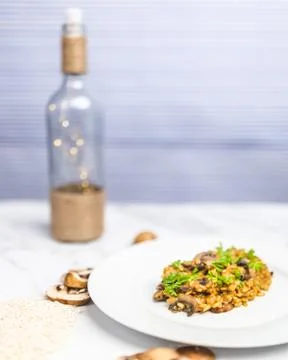 Mushroom risotto with Parmesan cheese. Stock Photos
