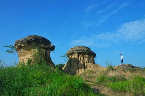 Mushroom Rock, Gresik, East Java, Indonesia Stock Photos