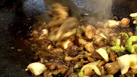 Mushroom saute Stock Footage 74486689