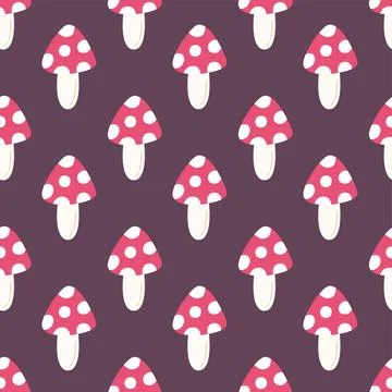 Mushroom seamless pattern. Cute hand drawn toadstool vector illustration 스톡 일러스트