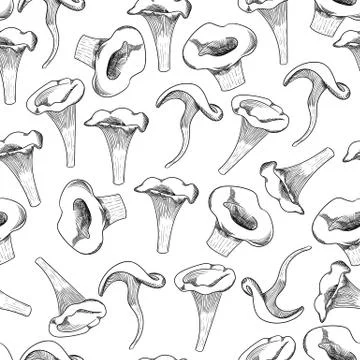 Mushroom seamless pattern hand drawn sketch vector illustration. Mushroom Stockillustratie
