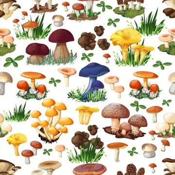 Mushroom Seamless Pattern Stock Illustration