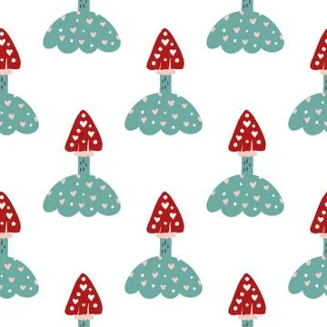 Mushroom seamless pattern, vector. Stock Illustration
