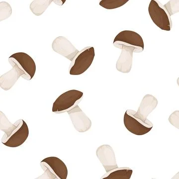 Mushroom Seamless Pattern, Vector Illustration. Mushroom Background with King Stock Illustration