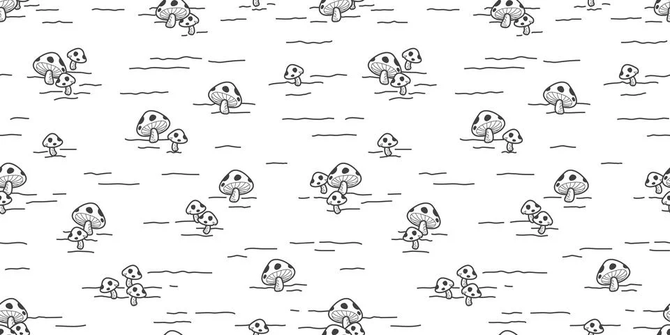 Mushroom seamless pattern vector yard forest wood Illustrazione stock