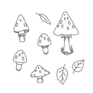 Mushroom set vector illustrations of fly agarics Stock Illustration