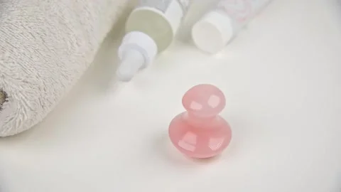 Mushroom shaped quartz stone for face and body massage. Stock Footage 148435471