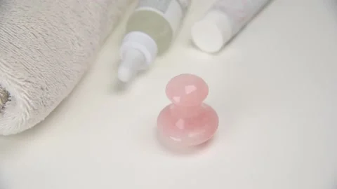 Mushroom shaped quartz stone for face and body massage. Stock Footage 148435499