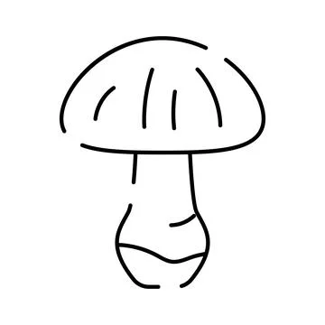 Mushroom simple line drawing minimal icon concept Stock Illustration