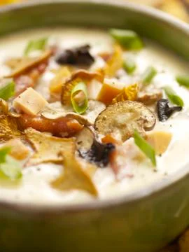 Mushroom soup with cheese Stock Photos