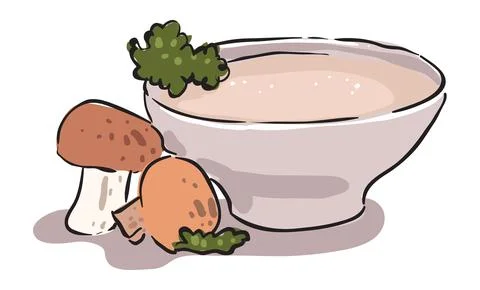 Mushroom Soup Illustration Vector Illustrazione stock