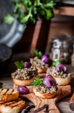 Mushroom Spread on Toasts Fotos de archivo
