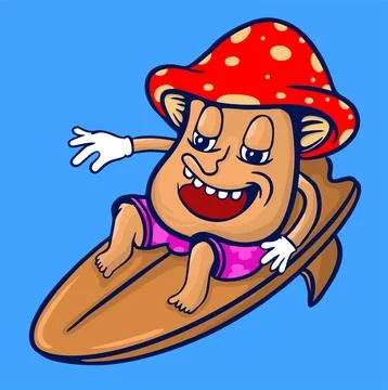 MUSHROOM SURFER Stock Illustration