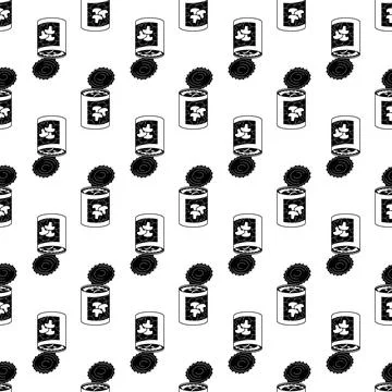 Mushroom tin can pattern seamless vector Stockillustratie