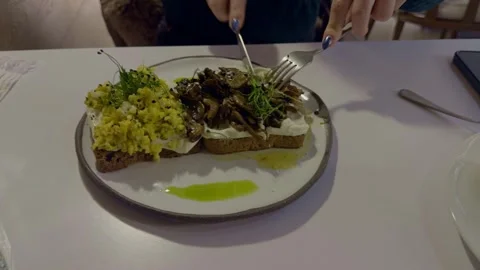 Mushroom toast 2 Stock Footage 329315873