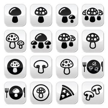Mushroom vector buttons set Stock-Illustration