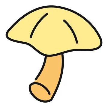 Mushroom vector icon with a yellow cap and orange stem Illustrazione stock
