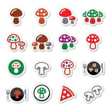 Mushroom vector icons set Stock Illustration