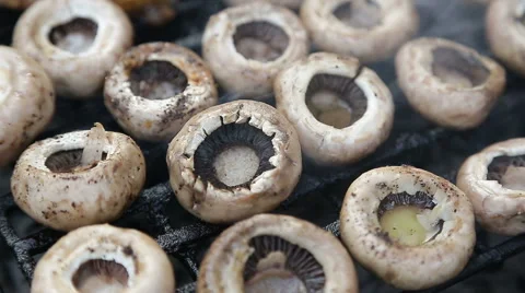 Mushrooms on bbq grill Stock Footage 41788806
