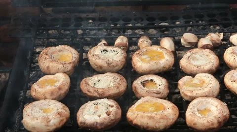 Mushrooms on bbq grill Stock Footage 46772457