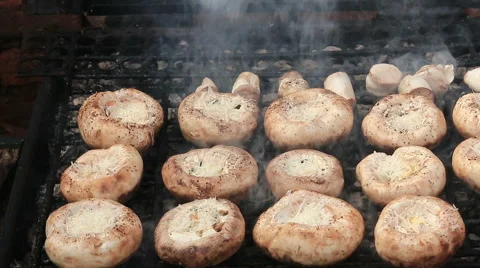 Mushrooms on bbq grill Stock Footage 46772594