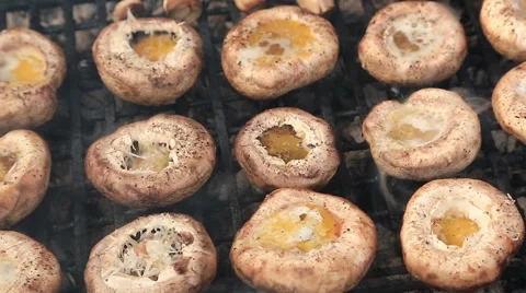 Mushrooms on bbq grill Stock Footage 46773972