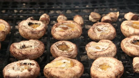 Mushrooms on bbq grill Stock Footage 46775768