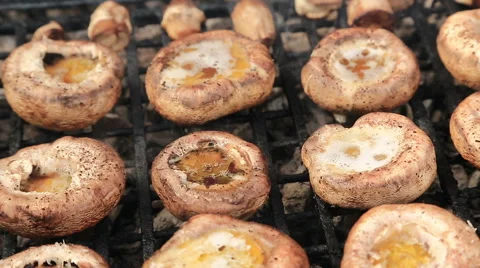 Mushrooms on bbq grill Stock Footage 46776018