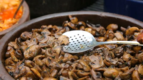Mushrooms cooked in a large pot Video stock 96643687