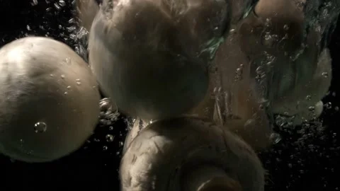 Mushrooms fall into the water Stock Footage 238898692