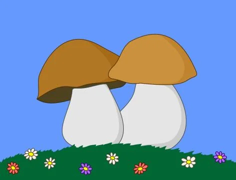 Mushrooms in a grass Stock Illustration