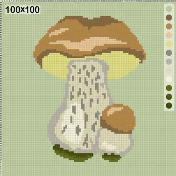 Mushrooms pattern for knitting or cross-stitch Stock Illustration