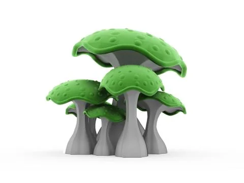 Mushrooms rendered isolated Stock Illustration