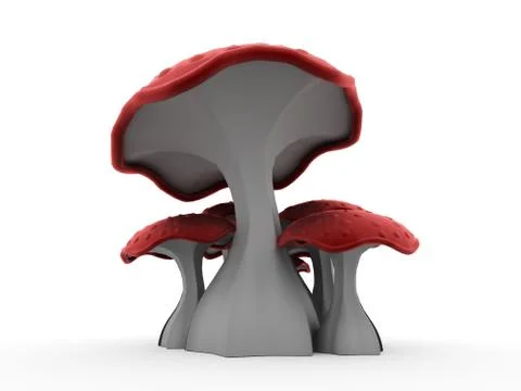 Mushrooms rendered isolated Stock Illustration