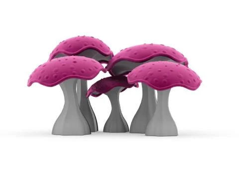Mushrooms rendered isolated Illustrazione stock